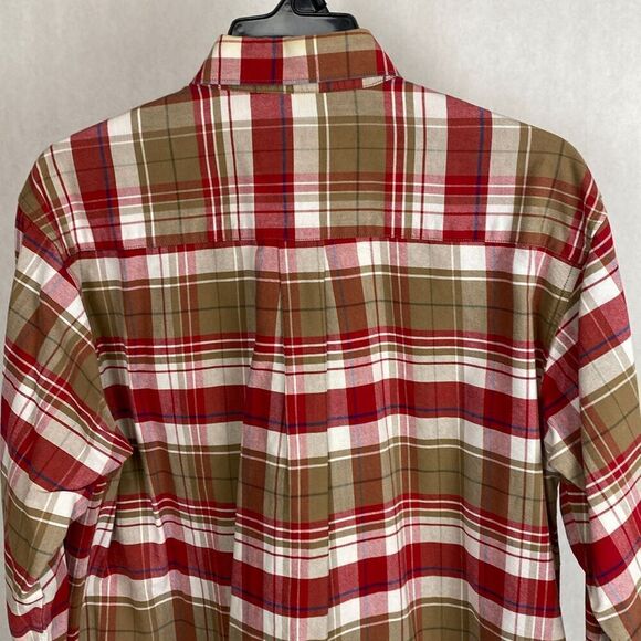 Wrangler Twenty X 20X Button Down Shirt Mens Sz M Long Sleeve Plaid Red Tan West - Picture 7 of 12